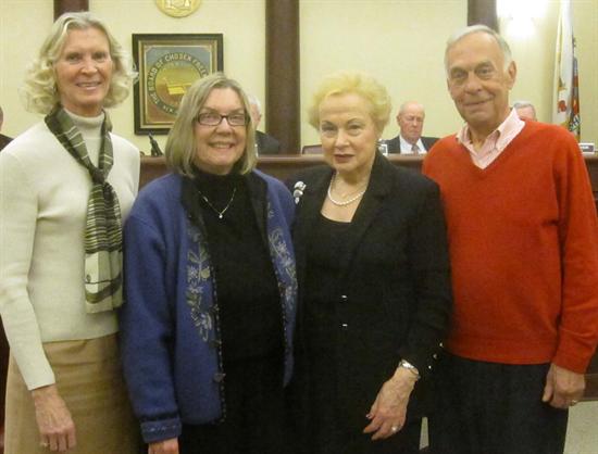 Monmouth County Historical Commission member Barbara Kolarsick-Harrigan, Nancy Carson of Church the Holy Trinity in Spring Lake, Freeholder Lillian G. Burry and Grant Gillie of Church the Holy Trinity in Spring Lake discuss the church's historic preservation matching fund grant.